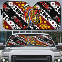 Papua New Guinea Bird Drum Auto Sun Shade Papuan Batik Motif LT9 Black - Polynesian Pride