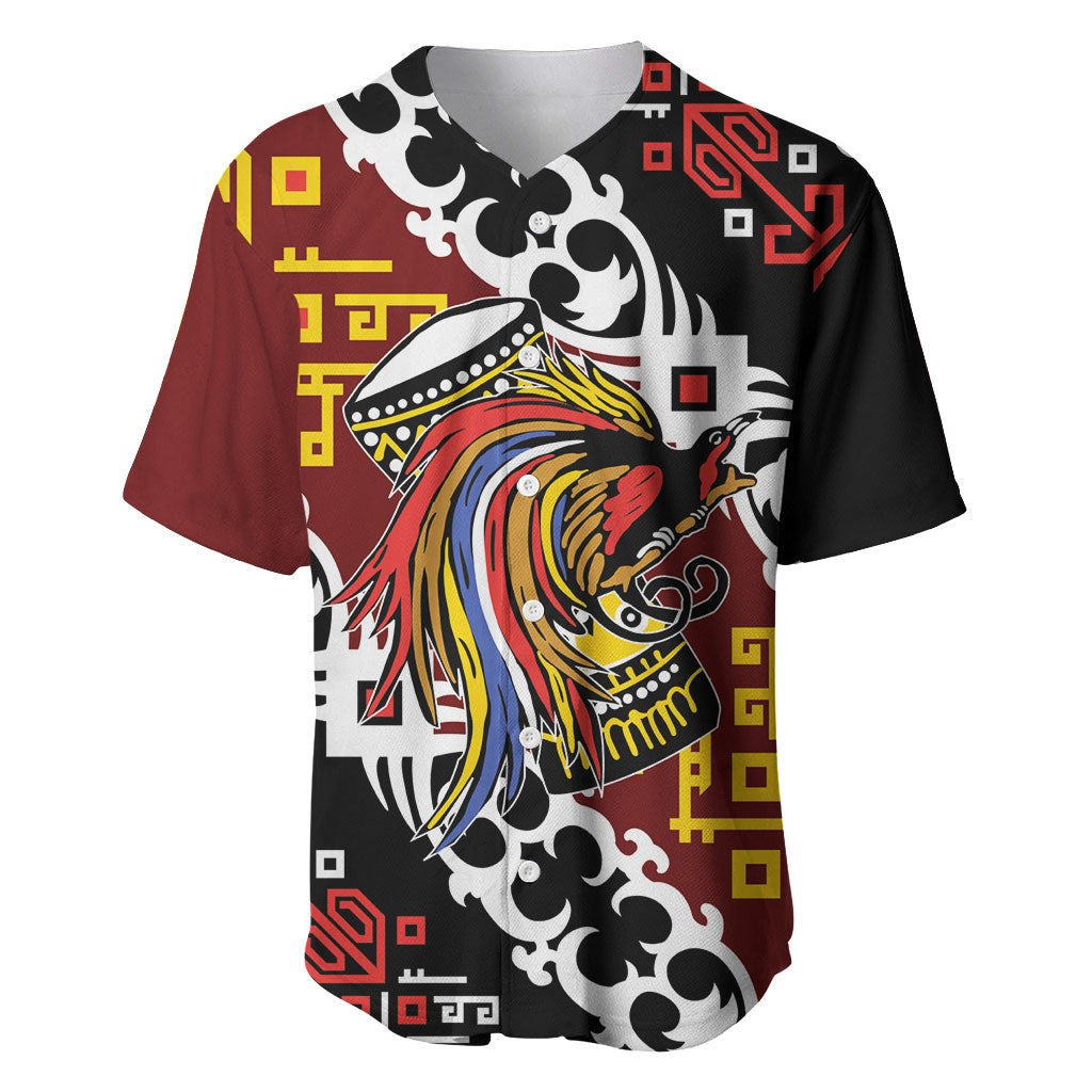Personalised Papua New Guinea Bird Drum Baseball Jersey Papuan Batik Motif LT9 Black - Polynesian Pride
