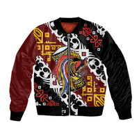 Personalised Papua New Guinea Bird Drum Bomber Jacket Papuan Batik Motif LT9 Unisex Black - Polynesian Pride