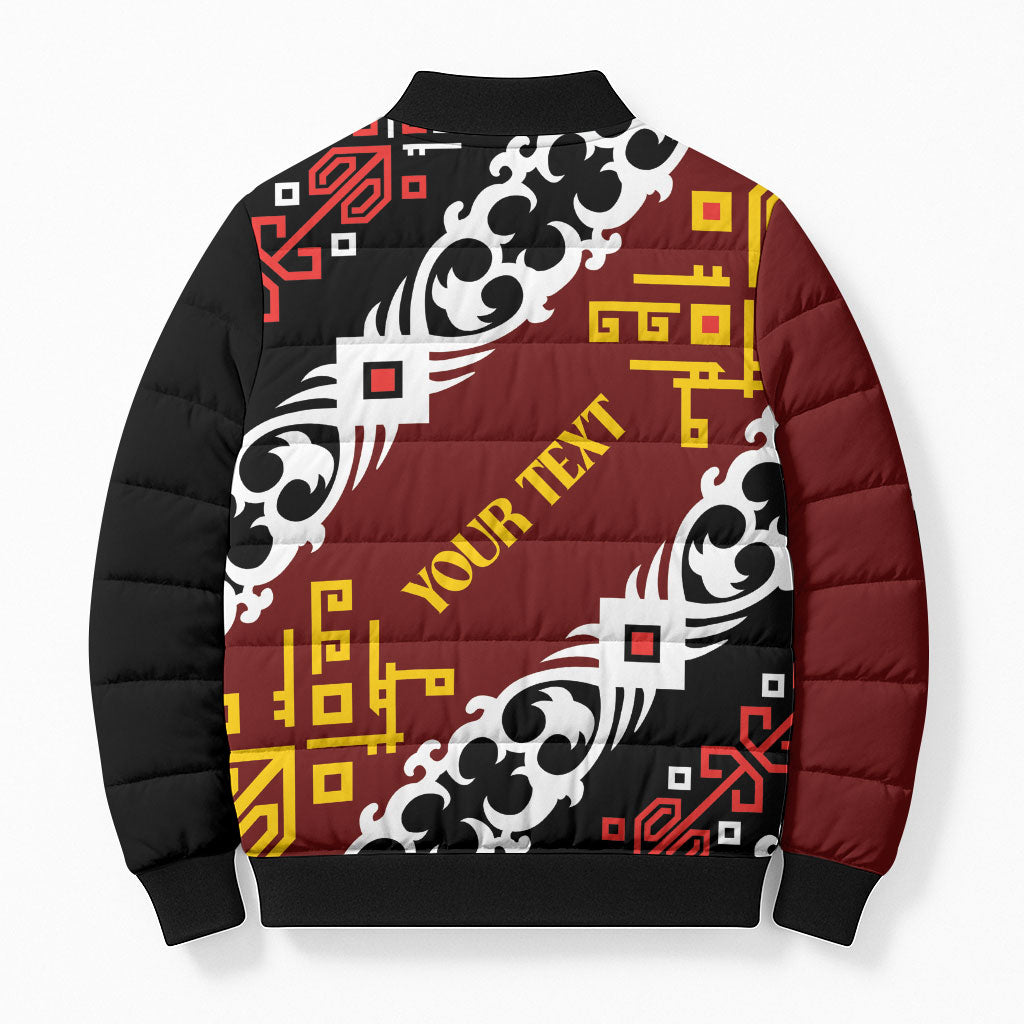 Personalised Papua New Guinea Bird Drum Bomber Puffer Jacket Papuan Batik Motif LT9 - Polynesian Pride