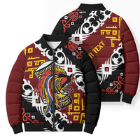 Personalised Papua New Guinea Bird Drum Bomber Puffer Jacket Papuan Batik Motif LT9 - Polynesian Pride