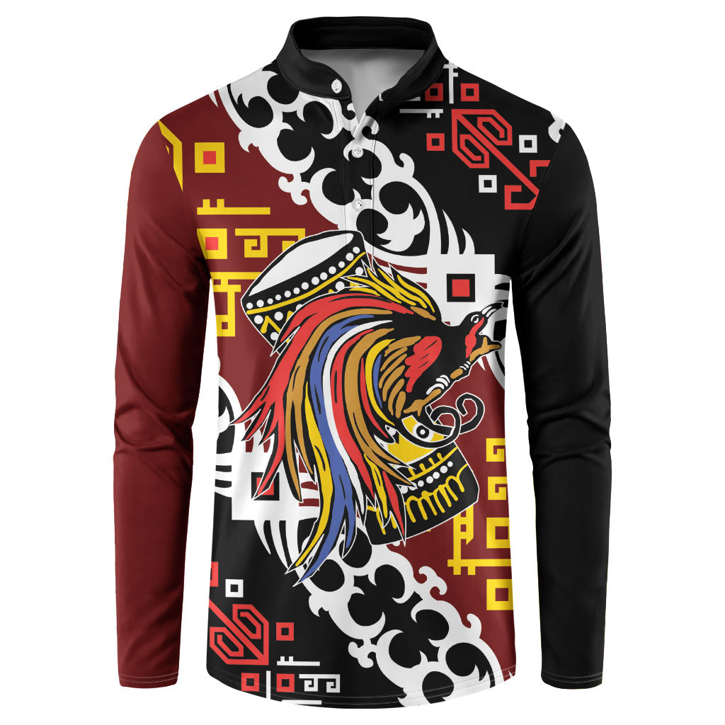 Personalised Papua New Guinea Bird Drum Button Sweatshirt Papuan Batik Motif LT9 Black - Polynesian Pride