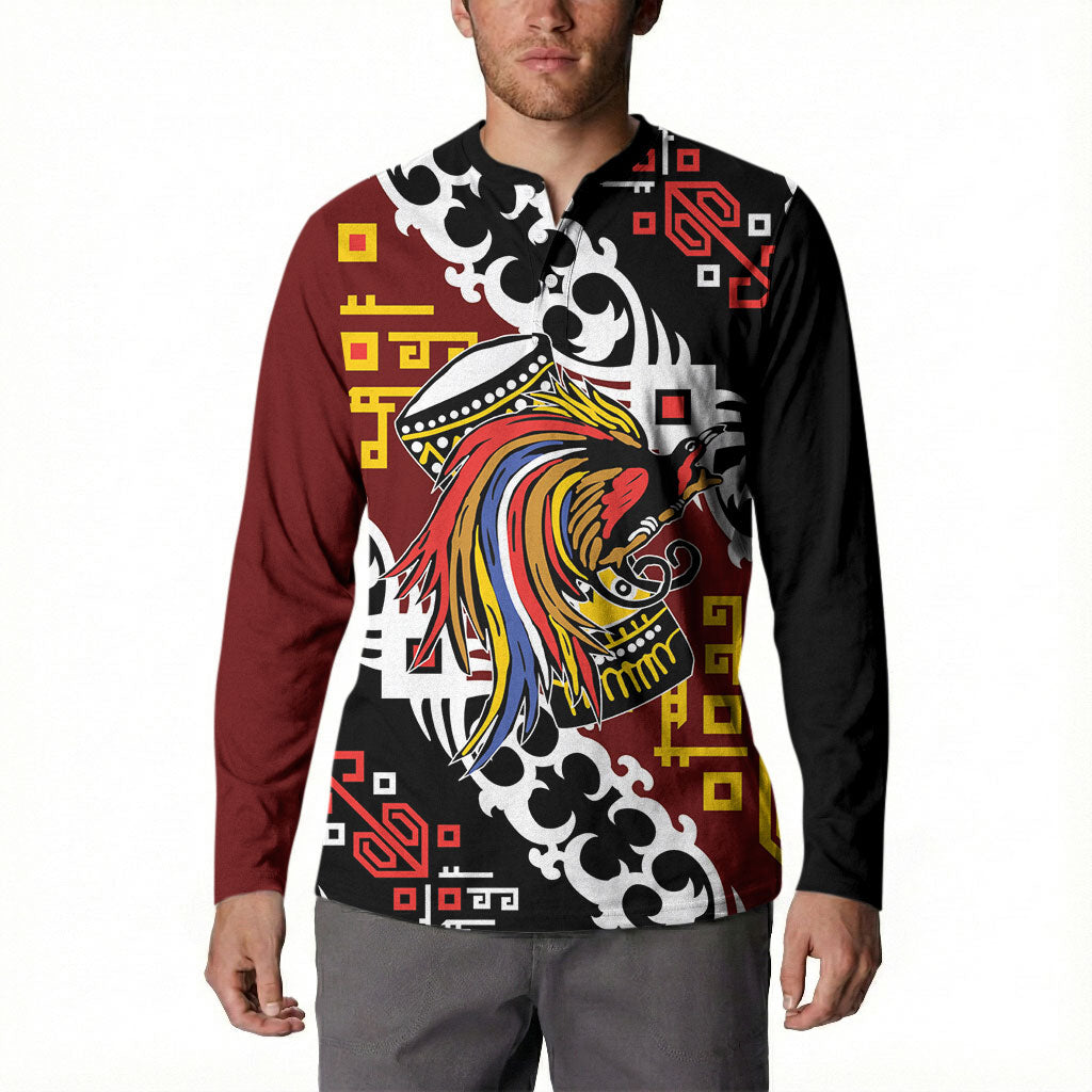 Personalised Papua New Guinea Bird Drum Button Sweatshirt Papuan Batik Motif LT9 - Polynesian Pride