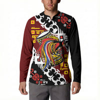 Personalised Papua New Guinea Bird Drum Button Sweatshirt Papuan Batik Motif LT9 - Polynesian Pride