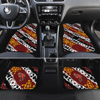 Personalised Papua New Guinea Bird Drum Car Mats Papuan Batik Motif LT9 Set 4pcs Black - Polynesian Pride