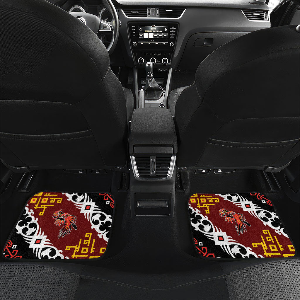 Personalised Papua New Guinea Bird Drum Car Mats Papuan Batik Motif LT9 Set 2pcs - Back Black - Polynesian Pride