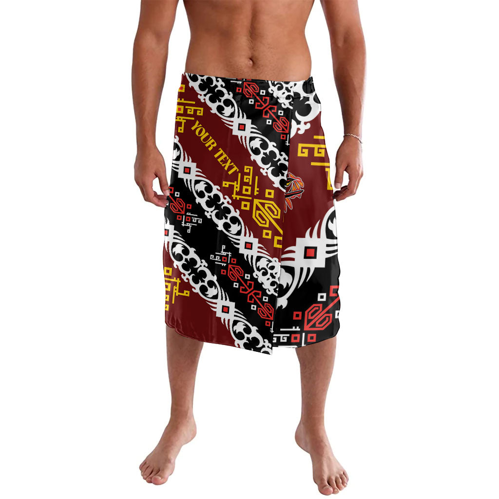 Personalised Papua New Guinea Bird Drum Lavalava Papuan Batik Motif LT9 Black - Polynesian Pride