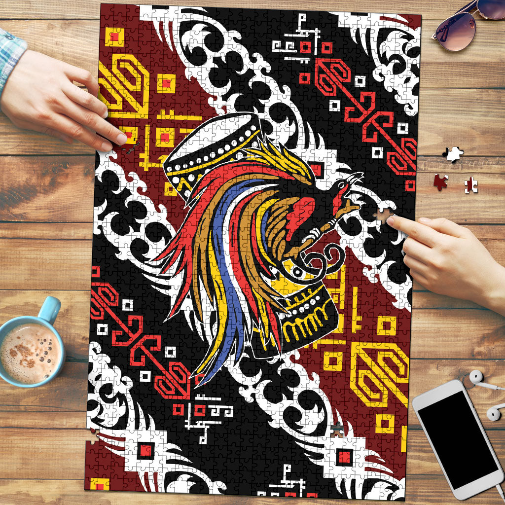 Papua New Guinea Bird Drum Puzzle Papuan Batik Motif LT9 Black - Polynesian Pride