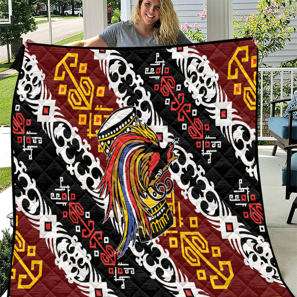 Papua New Guinea Bird Drum Quilt Papuan Batik Motif LT9 Black - Polynesian Pride