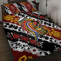 Papua New Guinea Bird Drum Quilt Bed Set Papuan Batik Motif LT9 Black - Polynesian Pride
