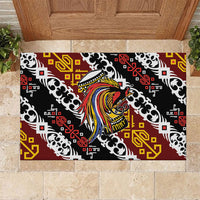 Papua New Guinea Bird Drum Rubber Doormat Papuan Batik Motif LT9 Black - Polynesian Pride