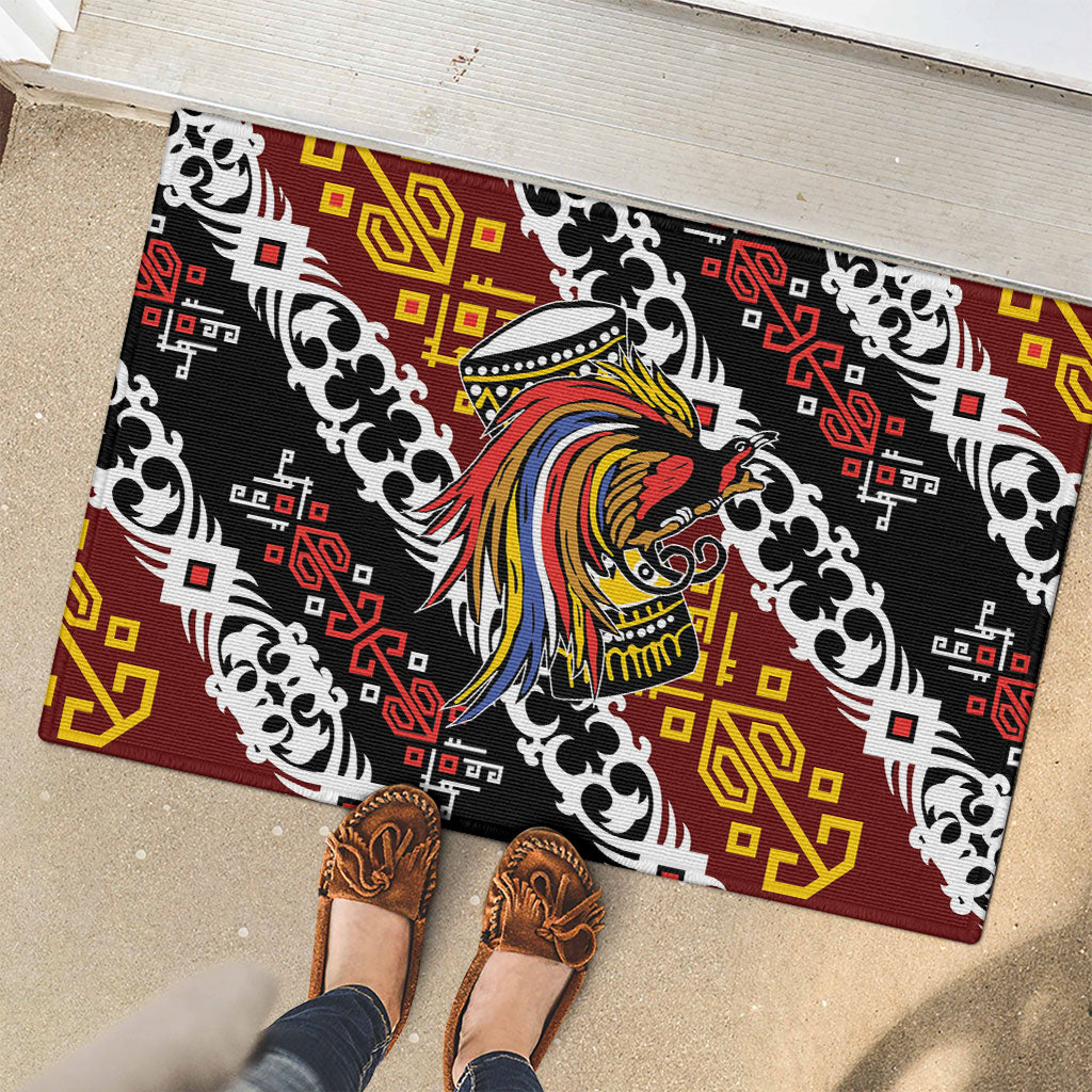 Papua New Guinea Bird Drum Rubber Doormat Papuan Batik Motif LT9 - Polynesian Pride