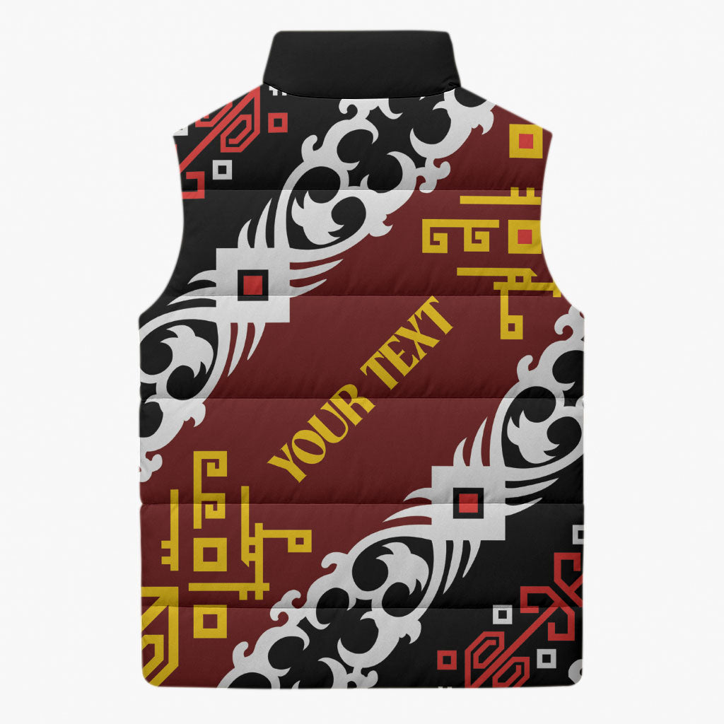 Personalised Papua New Guinea Bird Drum Sleeveless Puffer Jacket Papuan Batik Motif LT9 - Polynesian Pride