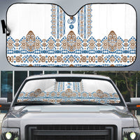 Papua New Guinea Bird Ethnic Auto Sun Shade Papuan Batik Inspired Pattern LT9 White - Polynesian Pride