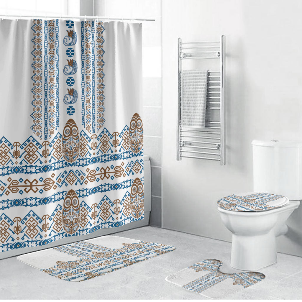 Papua New Guinea Bird Ethnic Bathroom Set Papuan Batik Inspired Pattern LT9 Bathroom Set (4 pcs) White - Polynesian Pride