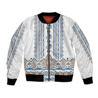 Personalised Papua New Guinea Bird Ethnic Bomber Jacket Papuan Batik Inspired Pattern LT9 Unisex White - Polynesian Pride