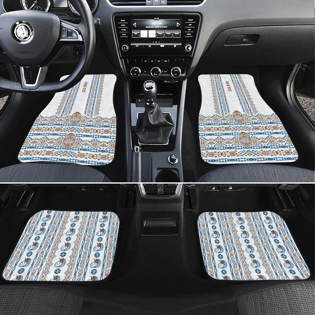 Personalised Papua New Guinea Bird Ethnic Car Mats Papuan Batik Inspired Pattern LT9 Set 4pcs White - Polynesian Pride