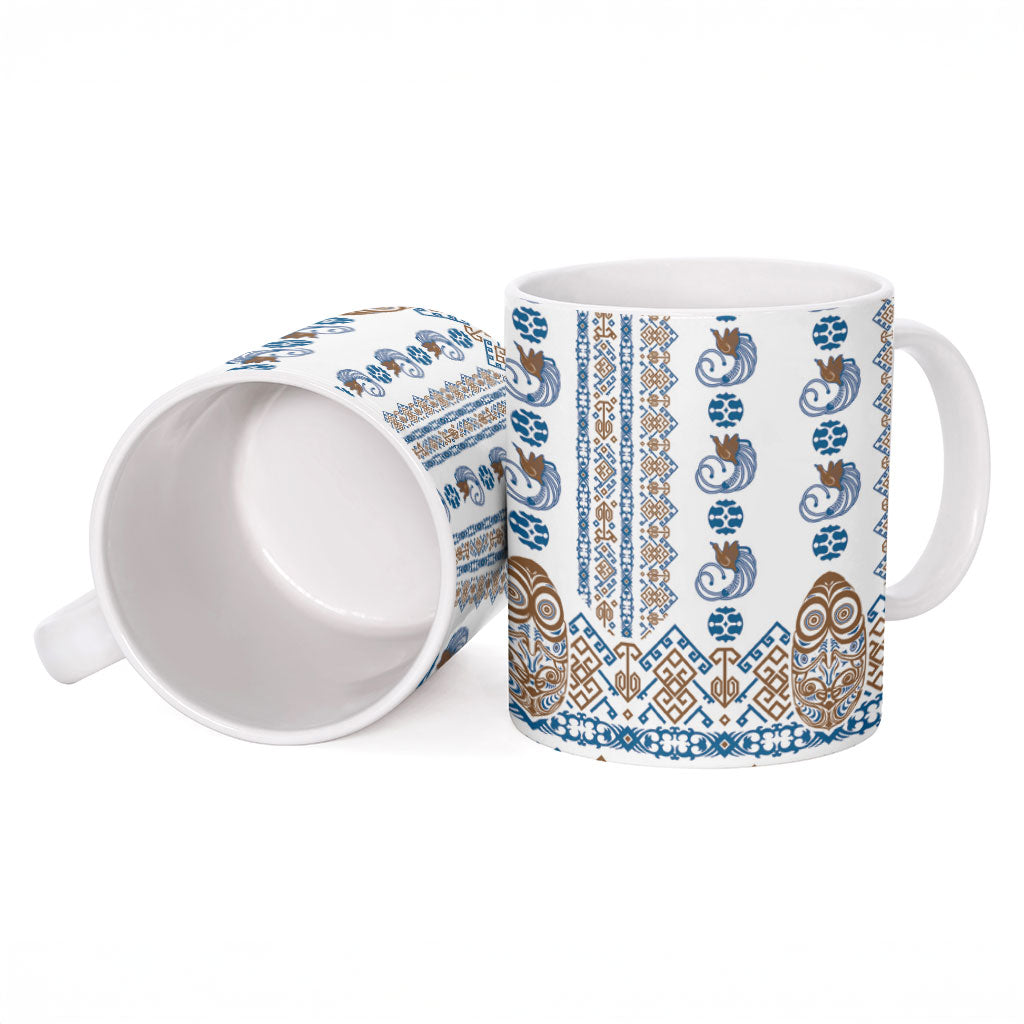 Papua New Guinea Bird Ethnic Ceramic Mug Papuan Batik Inspired Pattern LT9 - Polynesian Pride