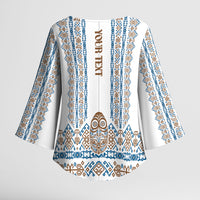 Personalised Papua New Guinea Bird Ethnic Kimono Sleeve Blouse Papuan Batik Inspired Pattern LT9 - Polynesian Pride