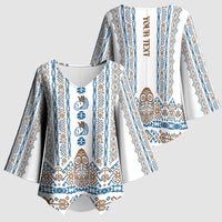 Personalised Papua New Guinea Bird Ethnic Kimono Sleeve Blouse Papuan Batik Inspired Pattern LT9 - Polynesian Pride