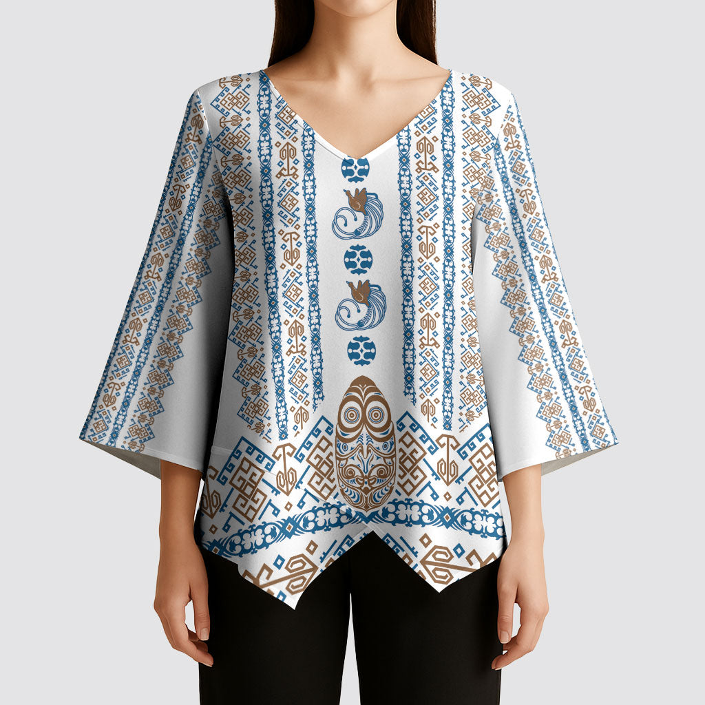 Personalised Papua New Guinea Bird Ethnic Kimono Sleeve Blouse Papuan Batik Inspired Pattern LT9 - Polynesian Pride