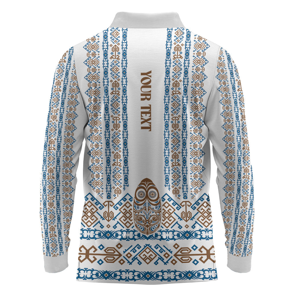 Personalised Papua New Guinea Bird Ethnic Long Sleeve Polo Shirt Papuan Batik Inspired Pattern LT9 - Polynesian Pride