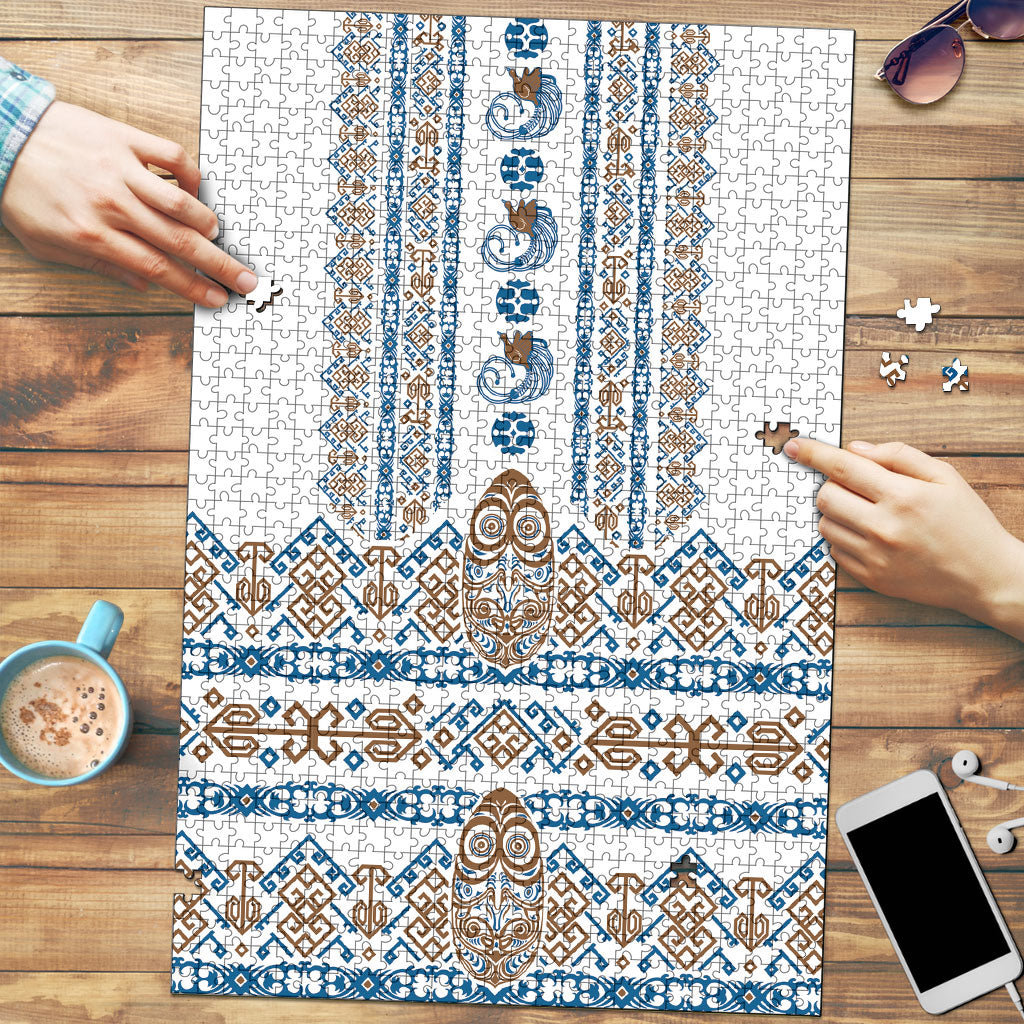 Papua New Guinea Bird Ethnic Puzzle Papuan Batik Inspired Pattern LT9 White - Polynesian Pride