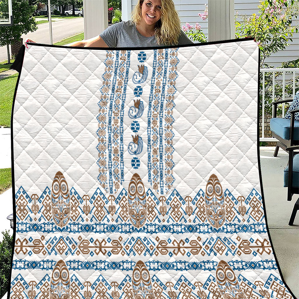 Papua New Guinea Bird Ethnic Quilt Papuan Batik Inspired Pattern LT9 White - Polynesian Pride