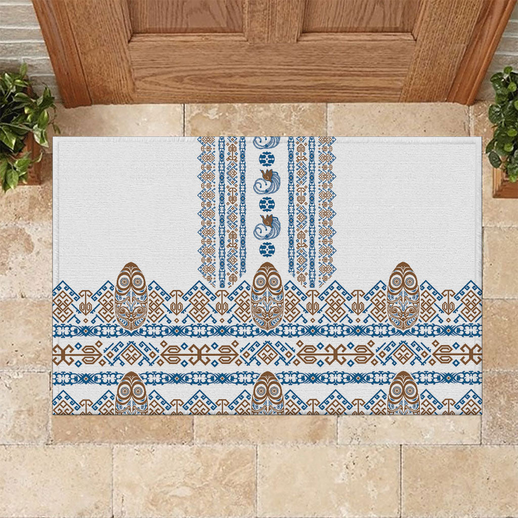 Papua New Guinea Bird Ethnic Rubber Doormat Papuan Batik Inspired Pattern LT9 White - Polynesian Pride