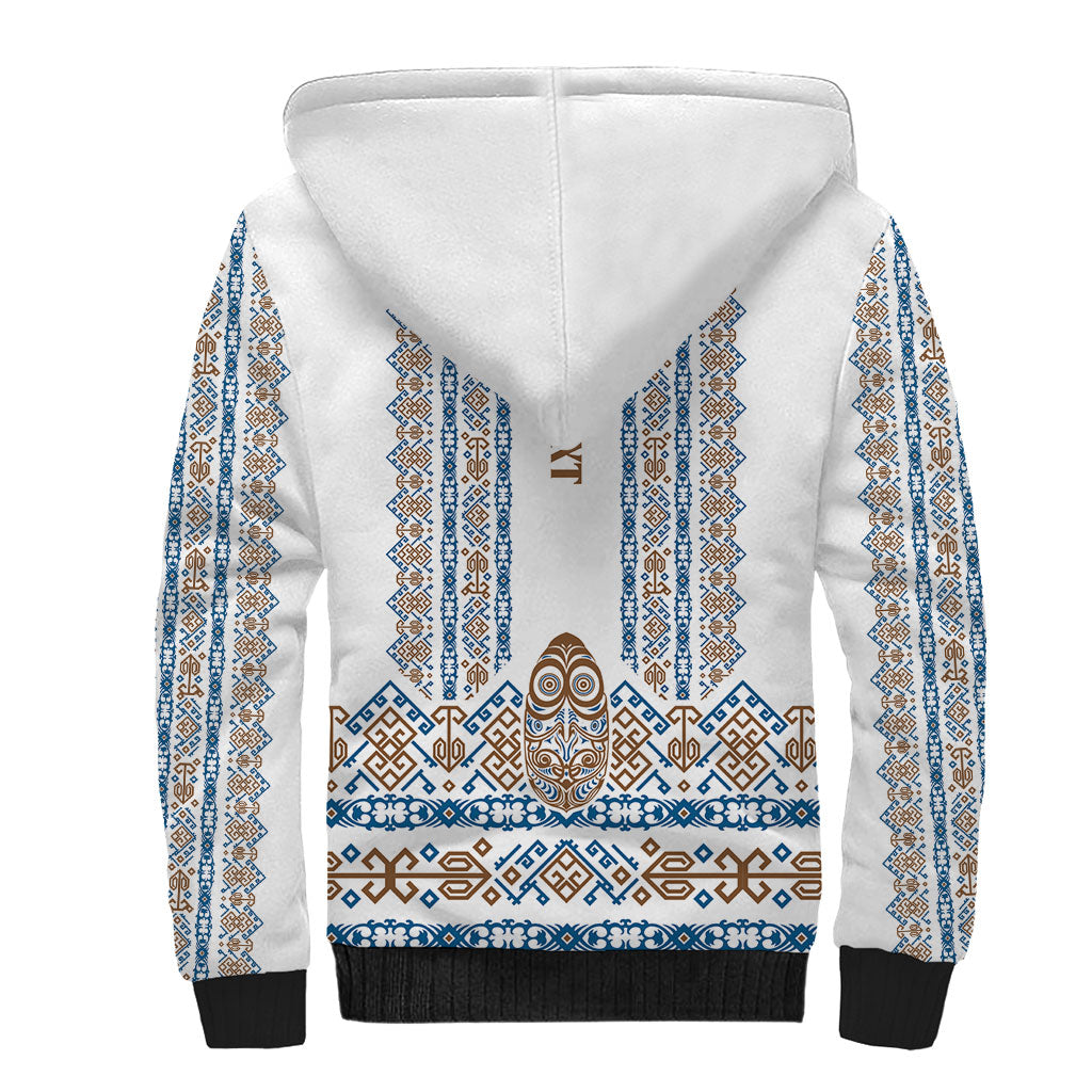 Personalised Papua New Guinea Bird Ethnic Sherpa Hoodie Papuan Batik Inspired Pattern LT9 - Polynesian Pride