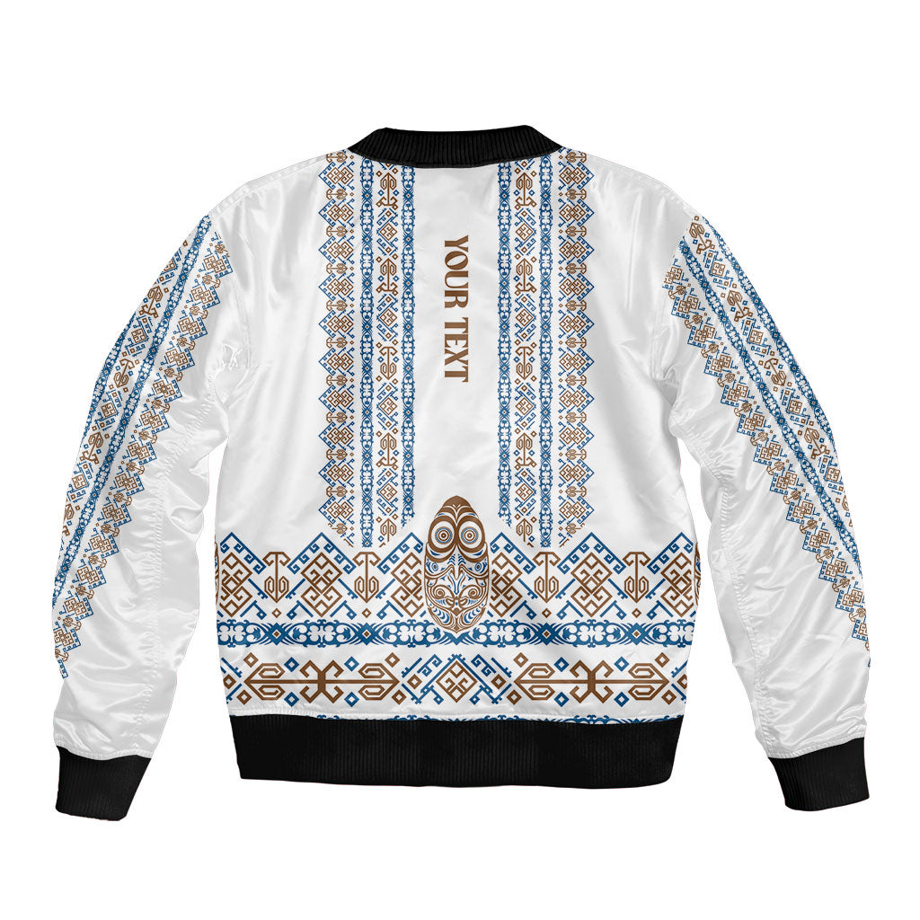 Personalised Papua New Guinea Bird Ethnic Sleeve Zip Bomber Jacket Papuan Batik Inspired Pattern LT9 - Polynesian Pride
