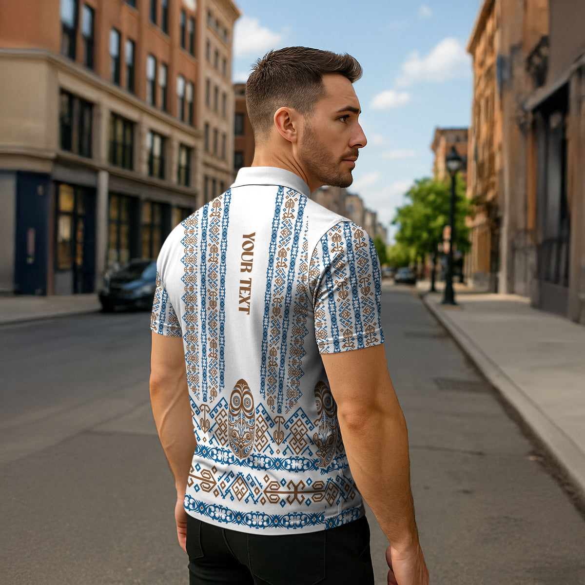 Personalised Papua New Guinea Bird Ethnic Zipper Polo Shirt Papuan Batik Inspired Pattern LT9 - Polynesian Pride