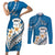 Bula Fiji Couples Matching Short Sleeve Bodycon Dress and Long Sleeve Button Shirts Kava Bowl Tapa Tribal LT9 Blue - Polynesian Pride