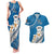 Bula Fiji Couples Matching Tank Maxi Dress and Hawaiian Shirt Kava Bowl Tapa Tribal LT9 Blue - Polynesian Pride