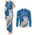 Bula Fiji Couples Matching Tank Maxi Dress and Long Sleeve Button Shirts Kava Bowl Tapa Tribal LT9 Blue - Polynesian Pride