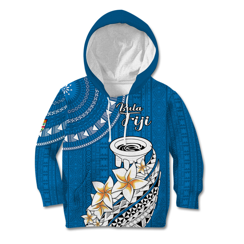 Bula Fiji Kid Hoodie Kava Bowl Tapa Tribal LT9 Blue - Polynesian Pride