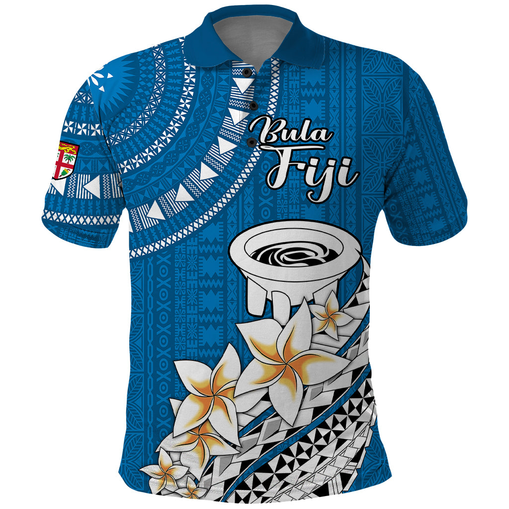 Bula Fiji Polo Shirt Kava Bowl Tapa Tribal LT9 Blue - Polynesian Pride