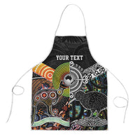 Australia New Zealand Personalised Apron Maori Aboriginal Art Style LT9 Black - Polynesian Pride