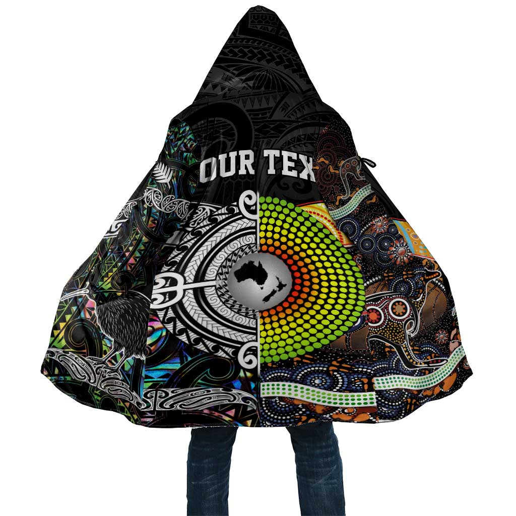 Australia New Zealand Personalised Cloak Maori Aboriginal Art Style LT9 Unisex Black - Polynesian Pride