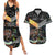 New Zealand and Australia Couples Matching Summer Maxi Dress and Hawaiian Shirt Maori Mix Aboriginal Art Style