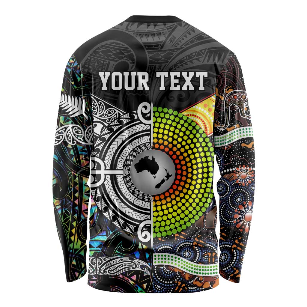 Personalised New Zealand and Australia Long Sleeve Shirt Maori Mix Aboriginal Art Style LT9 - Polynesian Pride