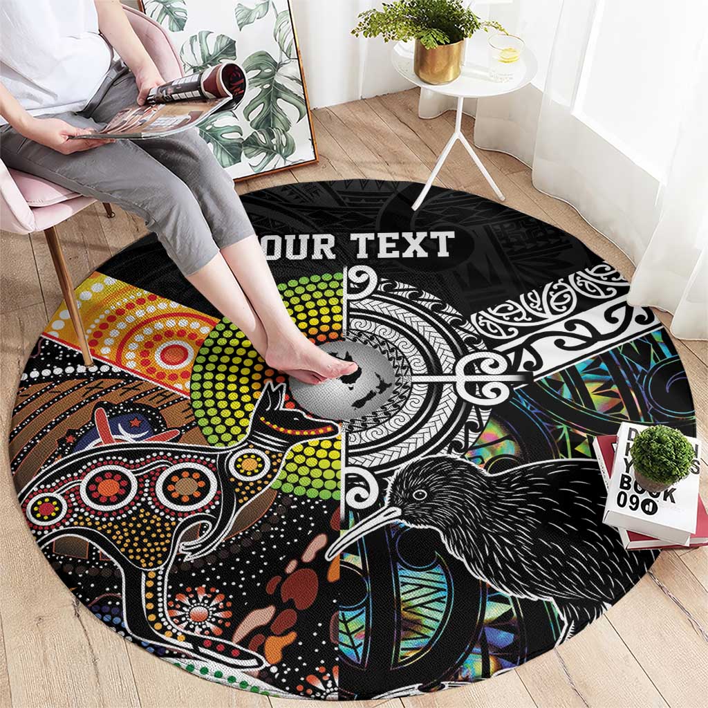 Personalised New Zealand and Australia Round Carpet Maori Mix Aboriginal Art Style LT9 - Polynesian Pride