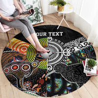 Personalised New Zealand and Australia Round Carpet Maori Mix Aboriginal Art Style LT9 - Polynesian Pride