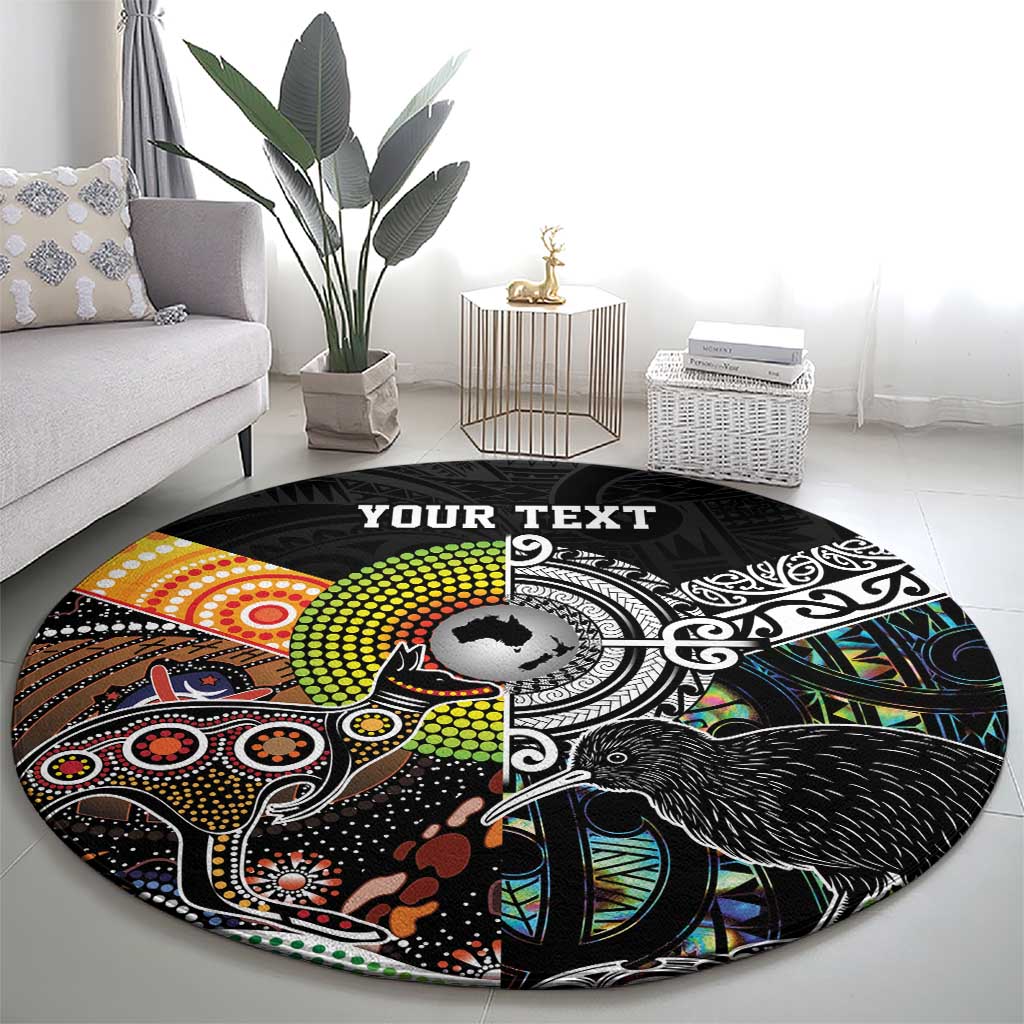 Personalised New Zealand and Australia Round Carpet Maori Mix Aboriginal Art Style LT9 - Polynesian Pride