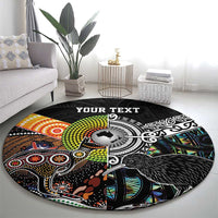 Personalised New Zealand and Australia Round Carpet Maori Mix Aboriginal Art Style LT9 - Polynesian Pride