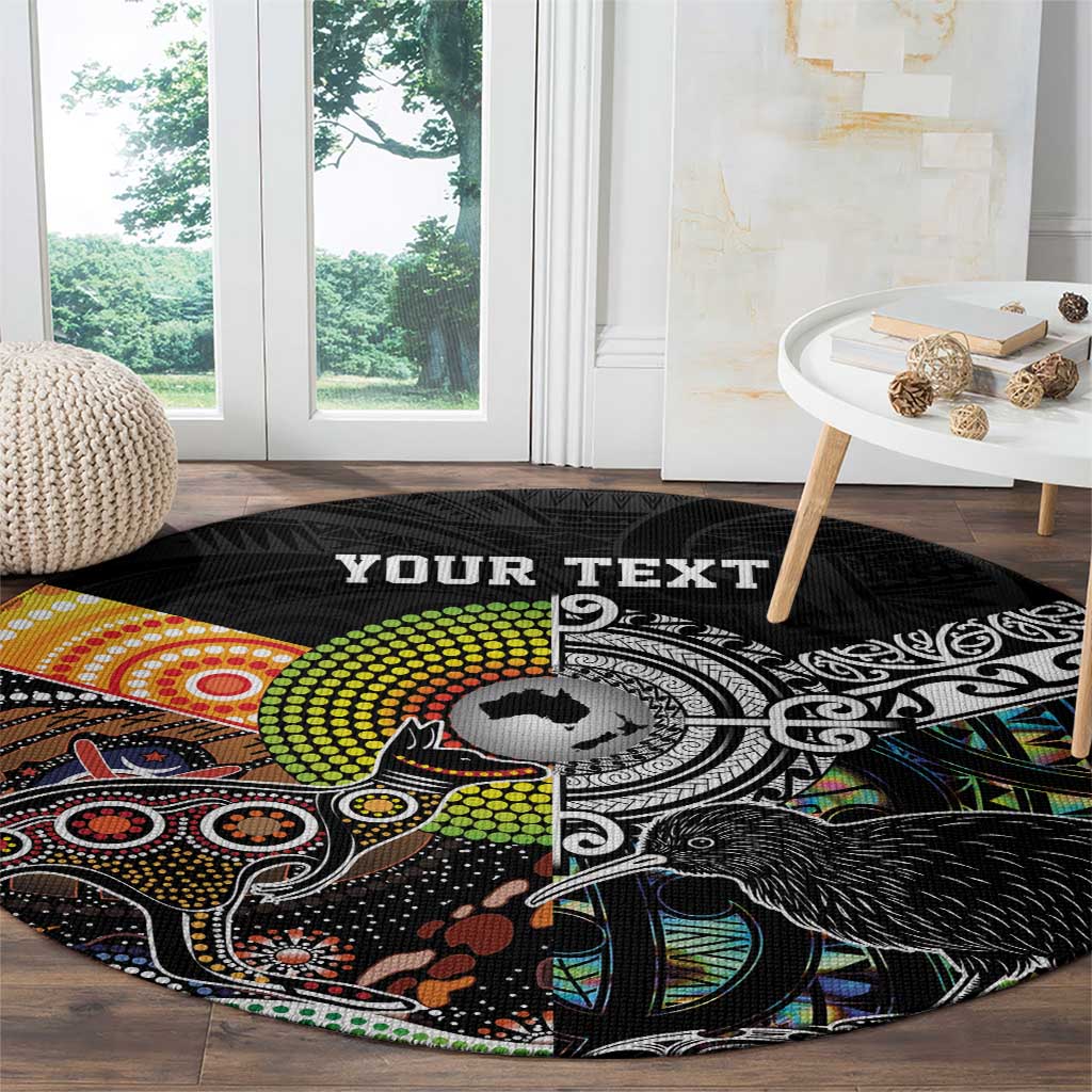 Personalised New Zealand and Australia Round Carpet Maori Mix Aboriginal Art Style LT9 - Polynesian Pride
