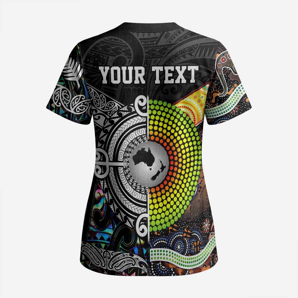 Australia New Zealand Personalised Scrub Top Maori Aboriginal Art Style LT9 - Polynesian Pride
