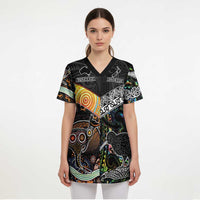 Australia New Zealand Personalised Scrub Top Maori Aboriginal Art Style LT9 - Polynesian Pride
