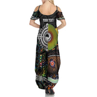 Personalised New Zealand and Australia Summer Maxi Dress Maori Mix Aboriginal Art Style LT9 - Polynesian Pride