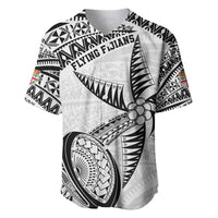 Custom Fiji Rugby Pacific Baseball Jersey Polynesian Palm Tattoo LT9 White - Polynesian Pride